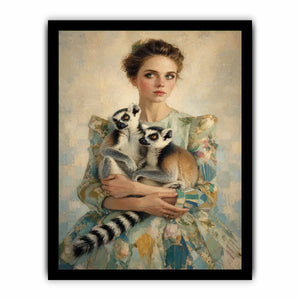 woman lemurs portrait canvas art