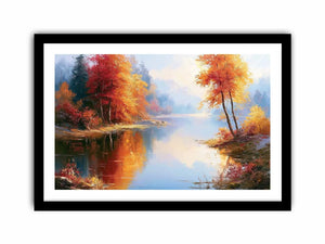 autumn lake landscape canvas living room