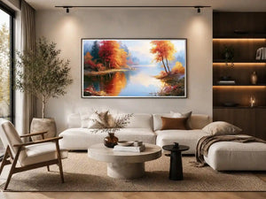autumn lake landscape canvas living room