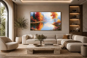 autumn lake landscape canvas living room