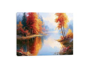 autumn lake landscape canvas living room