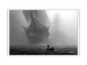 ghost ship black white canvas office decor