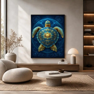 ornate sea turtle canvas art coastal room