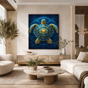 ornate sea turtle canvas art coastal room
