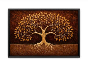 golden tree canvas art warm luxury decor