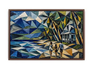 geometric coastal beach house canvas living room