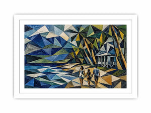 geometric coastal beach house canvas living room