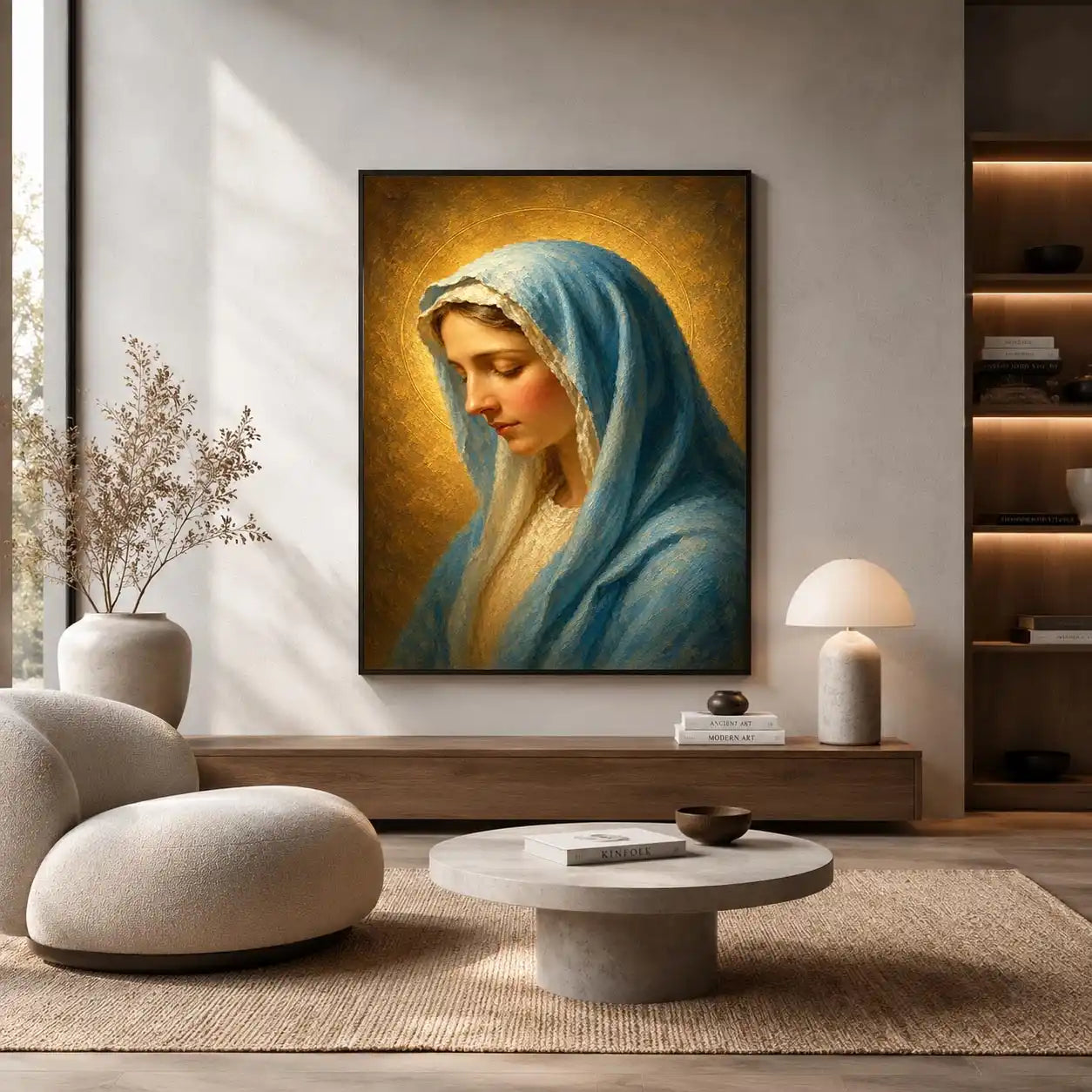 blue veil madonna canvas print