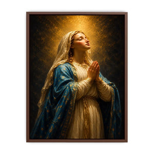 praying madonna blue gold canvas art