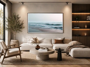 minimal ocean wave canvas bedroom decor