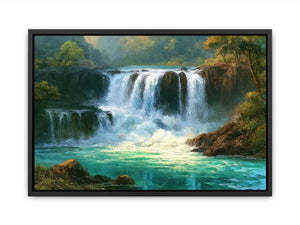 waterfall landscape turquoise water canvas living room