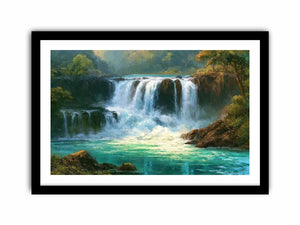 waterfall landscape turquoise water canvas living room