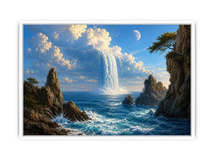 surreal ocean waterfall canvas print