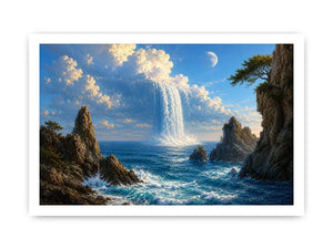 surreal ocean waterfall canvas print