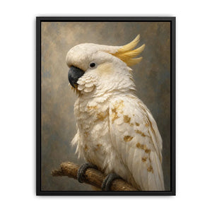 white cockatoo gold accent canvas art