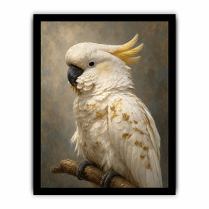 white cockatoo gold accent canvas art