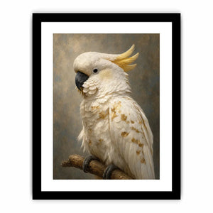 white cockatoo gold accent canvas art
