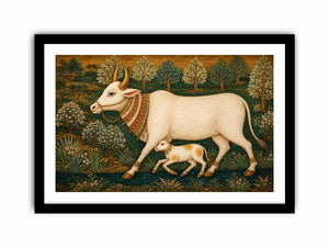 traditional cow calf canvas print