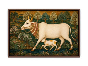 traditional cow calf canvas print