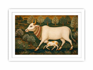 traditional cow calf canvas print