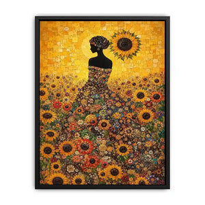 sunflower woman floral canvas