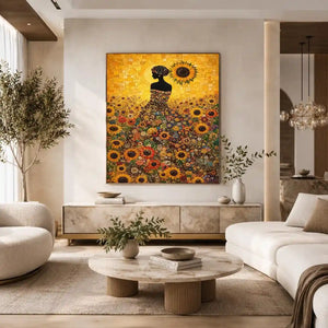 sunflower woman floral canvas