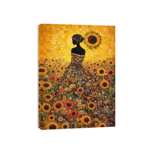 sunflower woman floral canvas