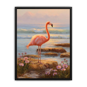 coastal flamingo ocean canvas