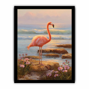 coastal flamingo ocean canvas