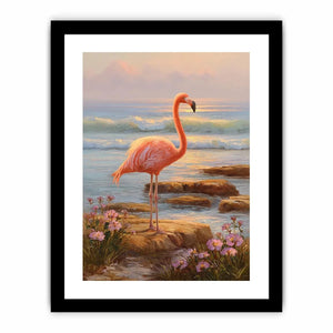 coastal flamingo ocean canvas
