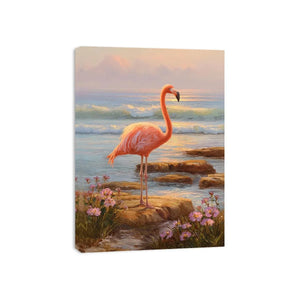 coastal flamingo ocean canvas