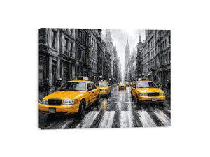 yellow taxi city canvas