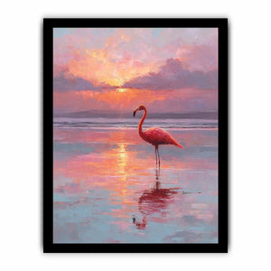 pink flamingo sunset canvas
