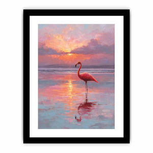 pink flamingo sunset canvas