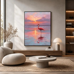 pink flamingo sunset canvas