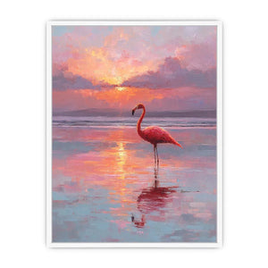 pink flamingo sunset canvas
