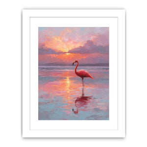 pink flamingo sunset canvas