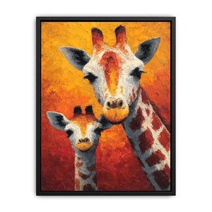 two giraffe portrait canvas
