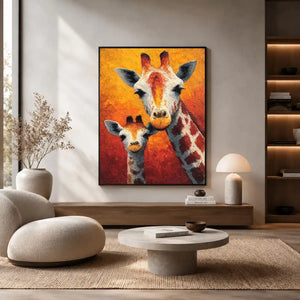 two giraffe portrait canvas