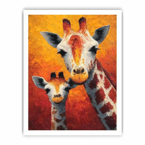 two giraffe portrait canvas