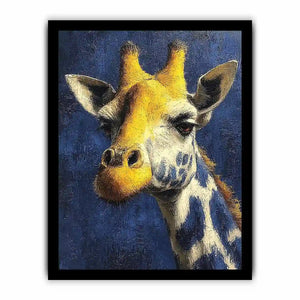 blue giraffe portrait canvas