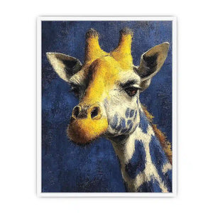 blue giraffe portrait canvas