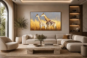 neutral giraffe savanna canvas