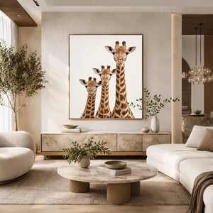 giraffe trio nursery canvas