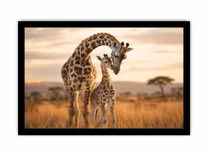 giraffe mother calf canvas