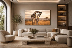 giraffe mother calf canvas