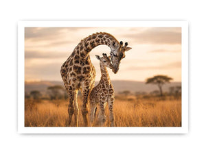 giraffe mother calf canvas