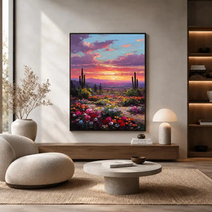 desert cactus sunset canvas