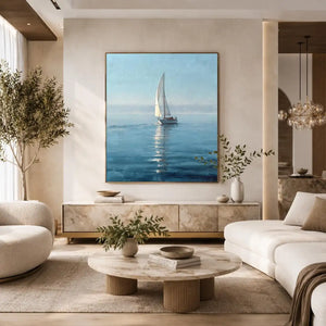 blue sailboat nautical canvas art