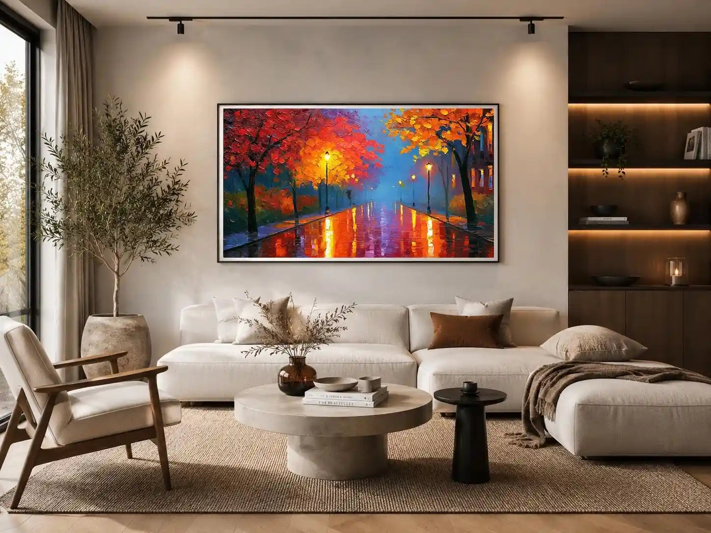 autumn pathway warm canvas art